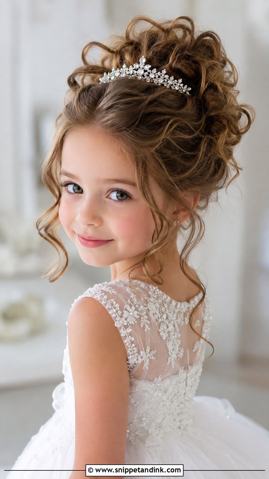 Curly Updo With Tiara - Snippet and Ink - 25 Hairstyle for Girls Wedding Ideas