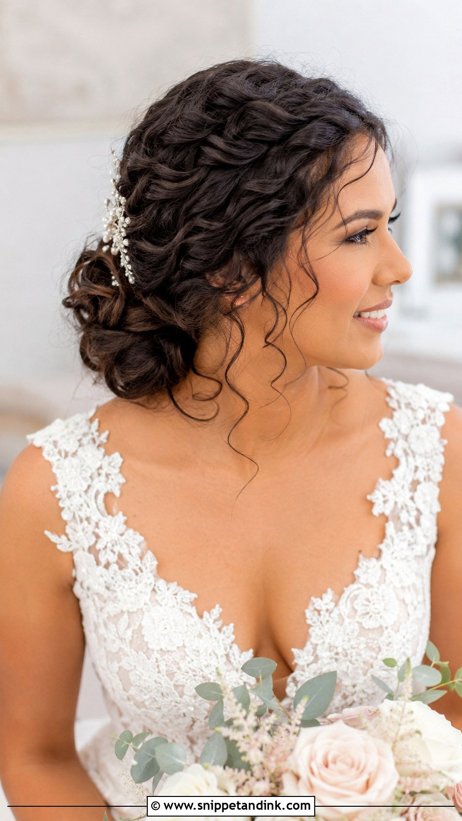 Curly Updo With Twisted Sides - Snippet and Ink - 30 Curly Hair Updo Wedding Ideas