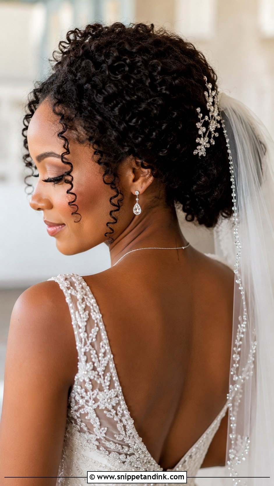Curly Updo With Veil - Snippet and Ink - 20 Brides Hairstyles with Veil