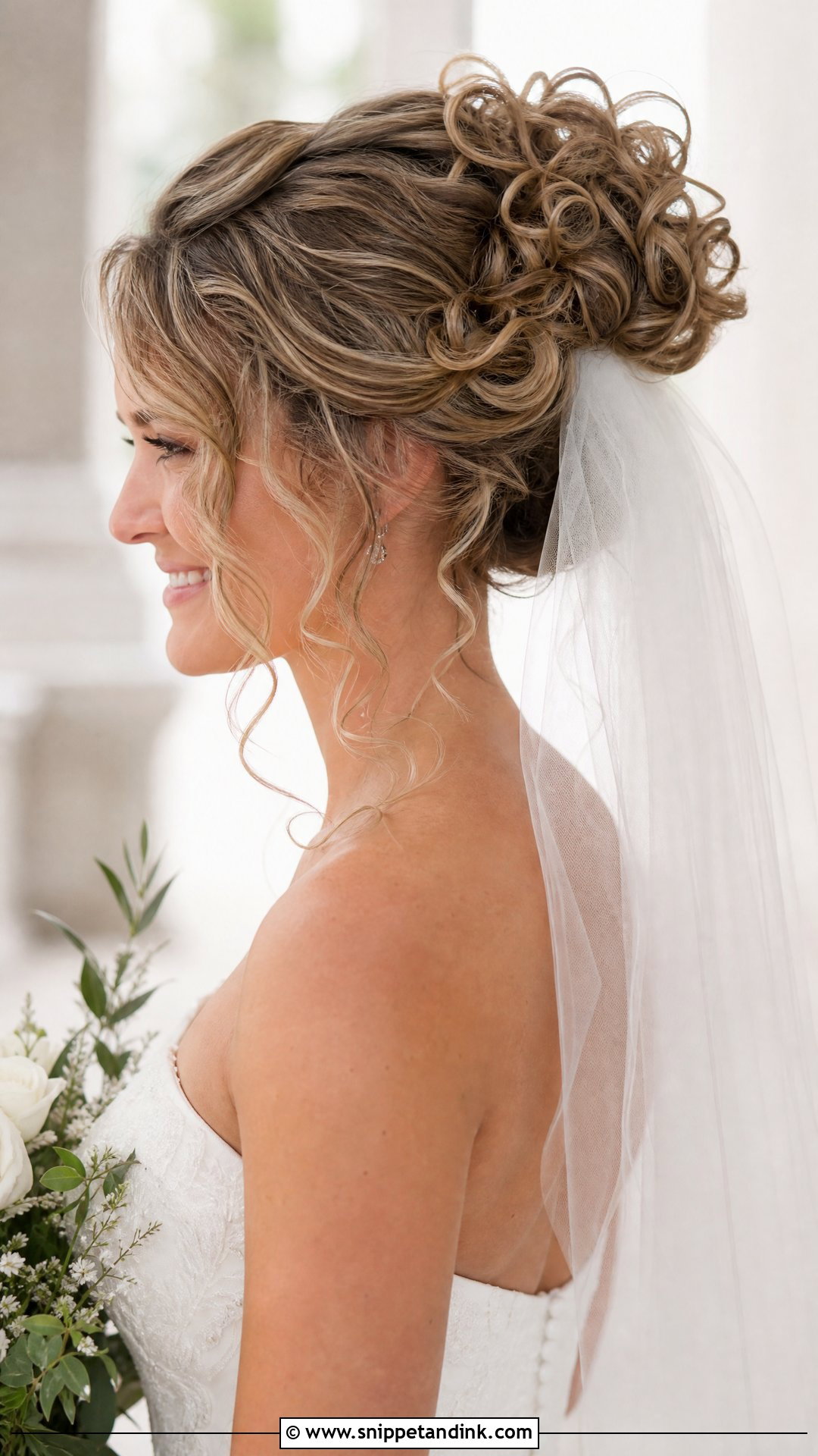 Curly Updo With Veil - Snippet and Ink - 20 Curl Hairstyles for Wedding
