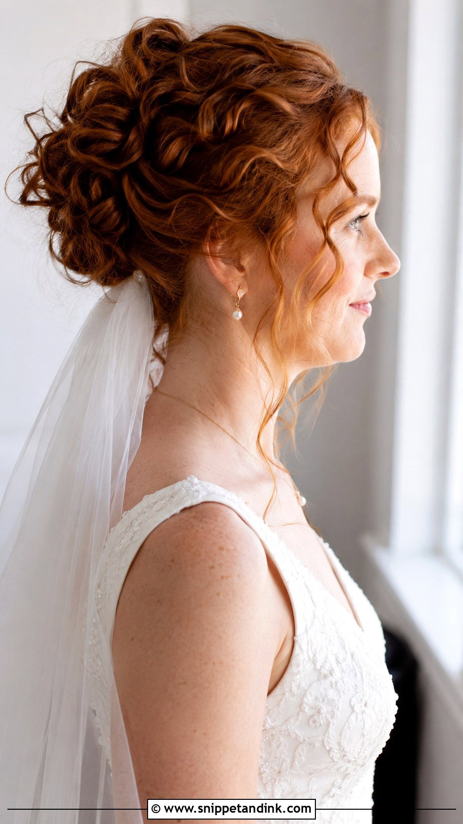 Curly Updo With Veil - Snippet and Ink - 20 Curly Hairstyles for Medium Hair Wedding