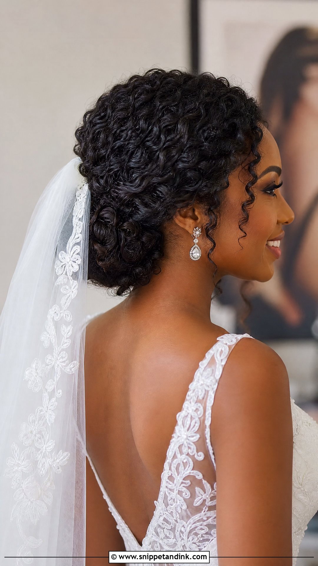 Curly Updo With Veil - Snippet and Ink - 15 Formal Curly Natural Curls Wedding Updo Hairstyles