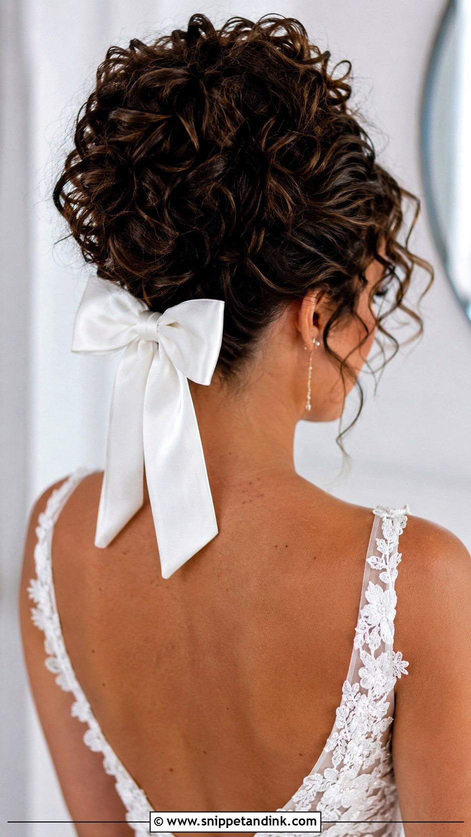 Curly Updo With a Bow - Snippet and Ink - 20 Wedding Hair with Bow Ideas