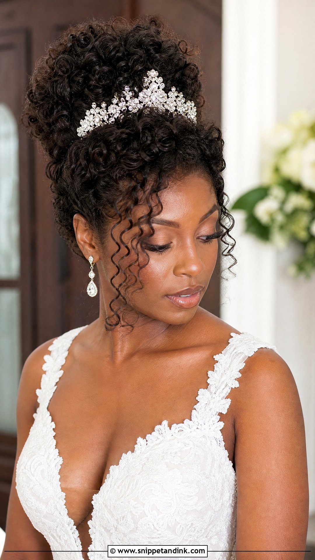 Curly Updo With a Tiara - Snippet and Ink - 20 Tiara Wedding Hair Ideas