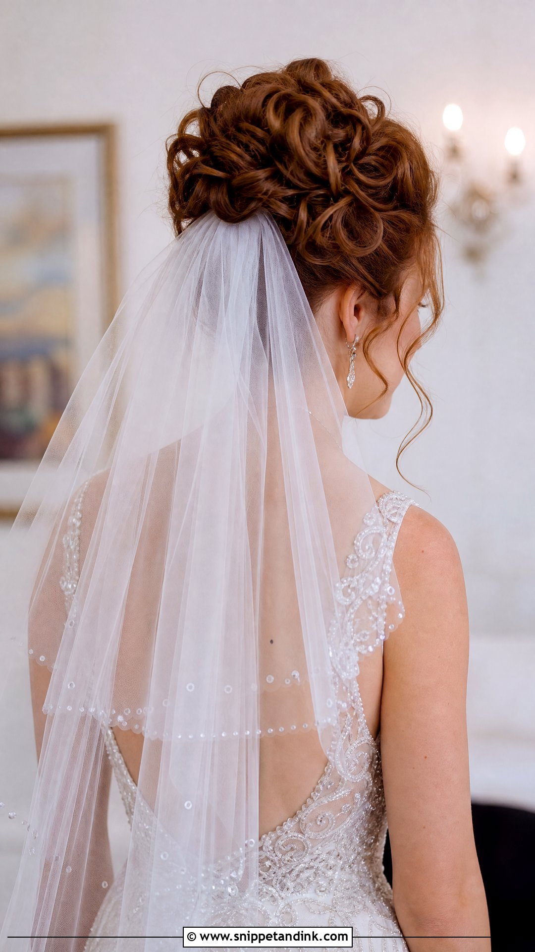 Curly Updo With a Two Tiered Veil - Snippet and Ink - 20 80s Wedding Hair Ideas