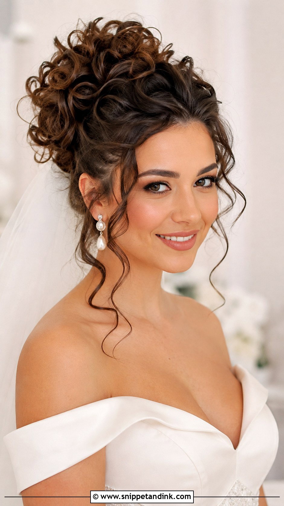 Curly Updo for Brides - Snippet and Ink - 30 Curly Hair Bride Ideas