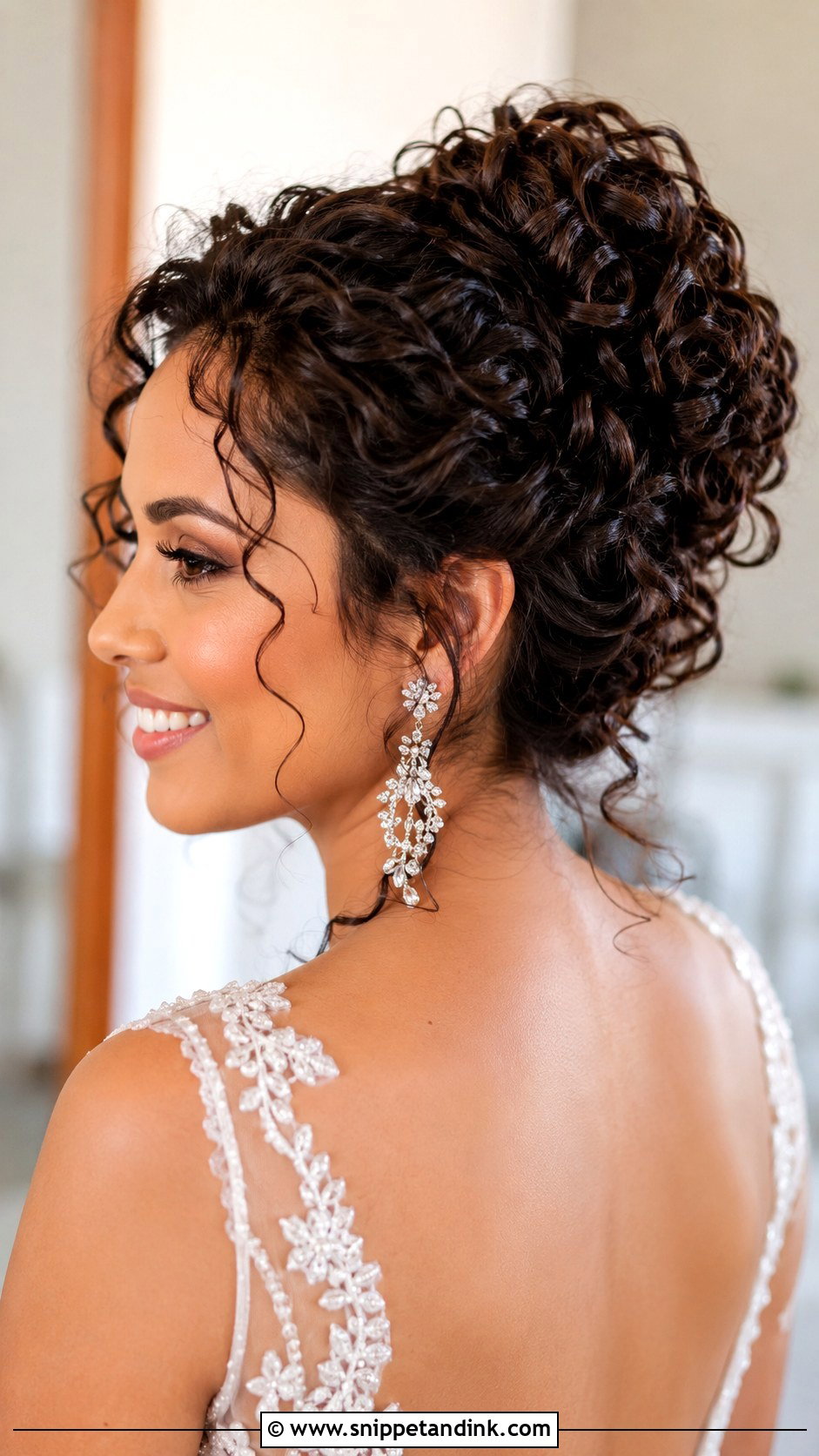 Curly Updo for Medium Length Bridal Hair - Snippet and Ink - 25 Mid Length Bridal Hair Ideas