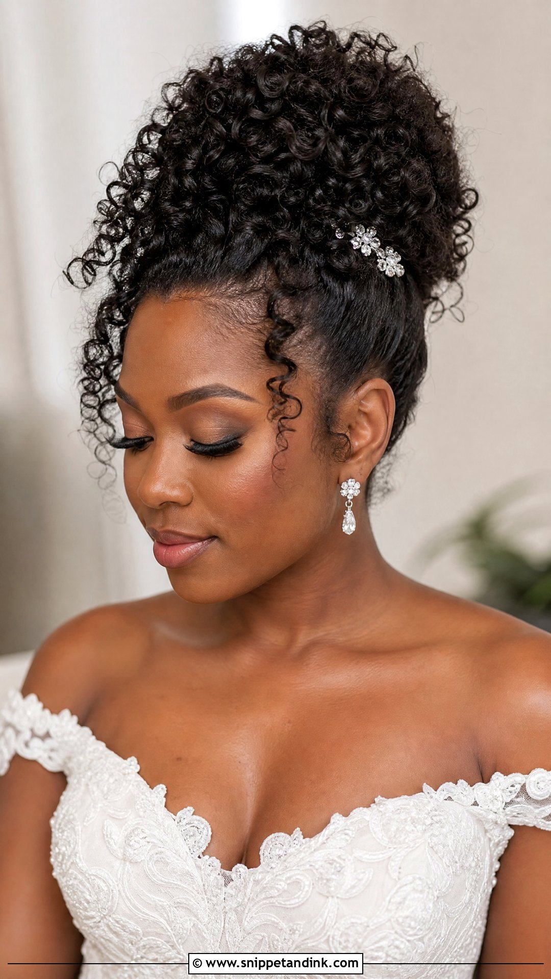 Curly Updo for Natural Hair - Snippet and Ink - 20 Bridal Hairstyles Tutorial