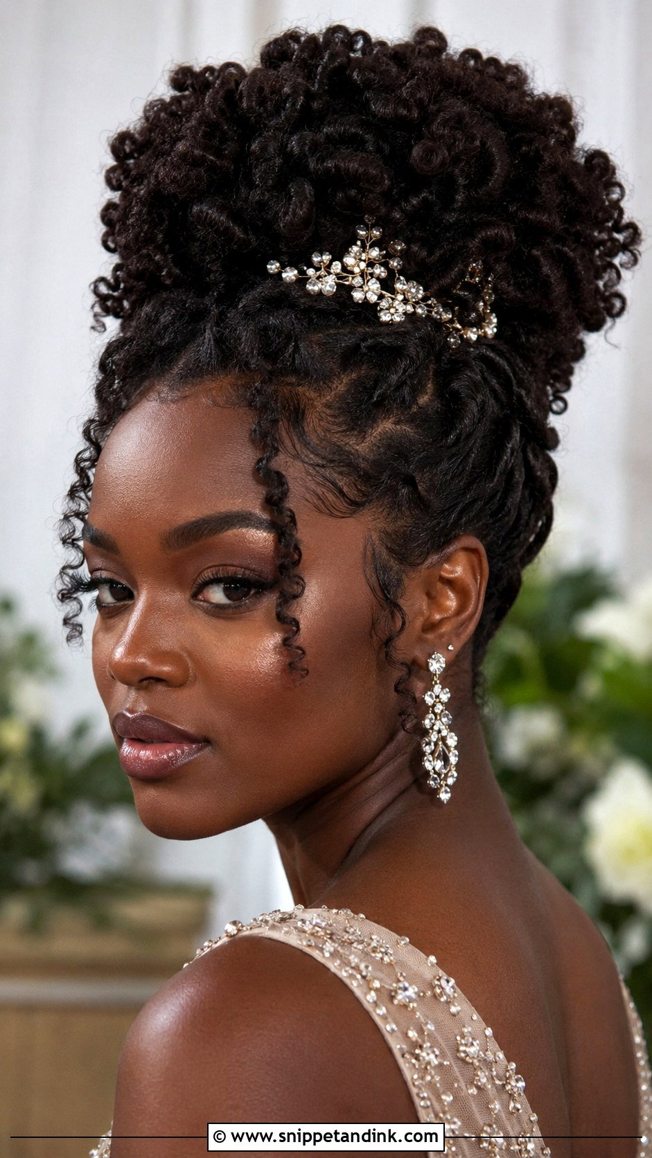 Curly Updo for Natural Hair - Snippet and Ink - 25 Hair Styles Wedding Guest