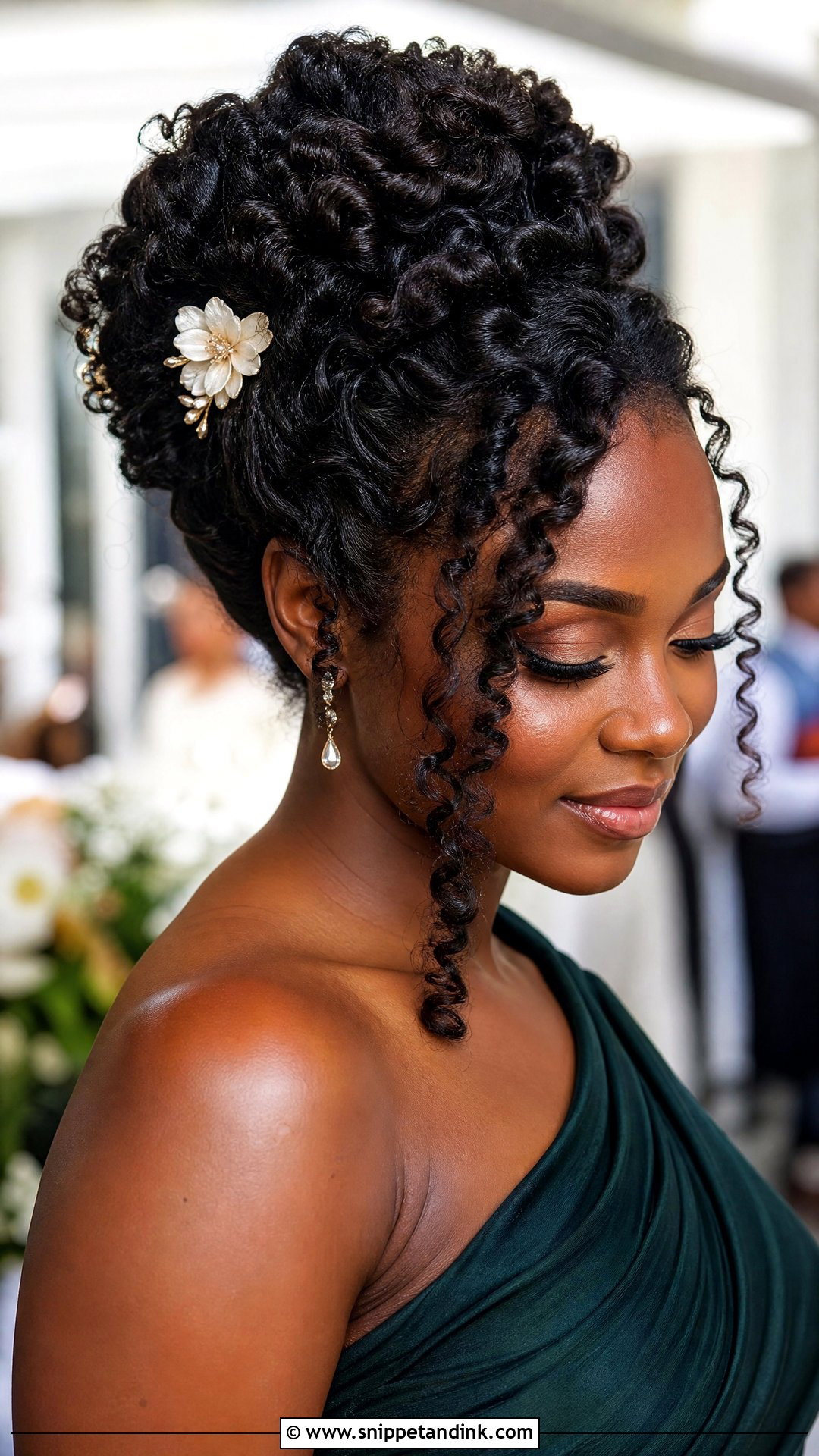 Curly Updo for Natural Hair - Snippet and Ink - 30 Elegant Hairstyles for Wedding Guest