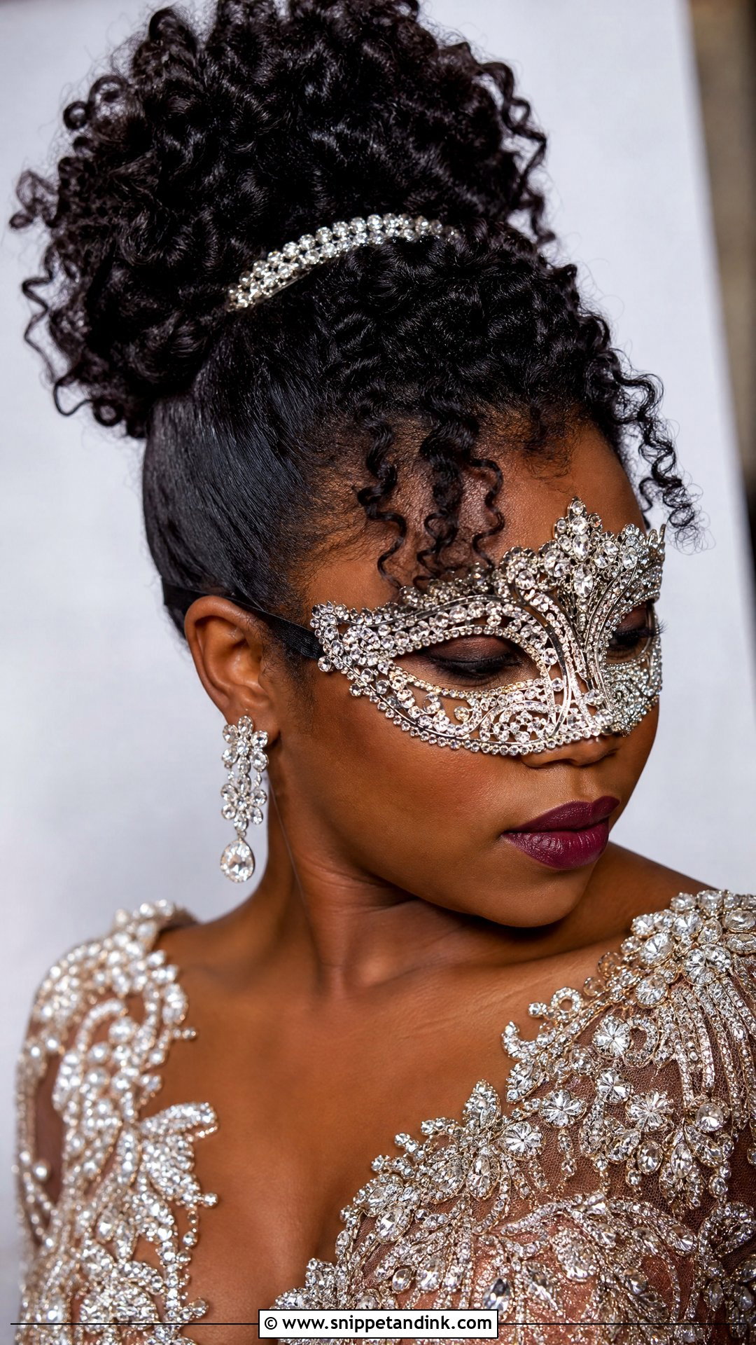 Curly Updo for Natural Hair - Snippet and Ink - 20 Hairstyles for Masquerade Ball