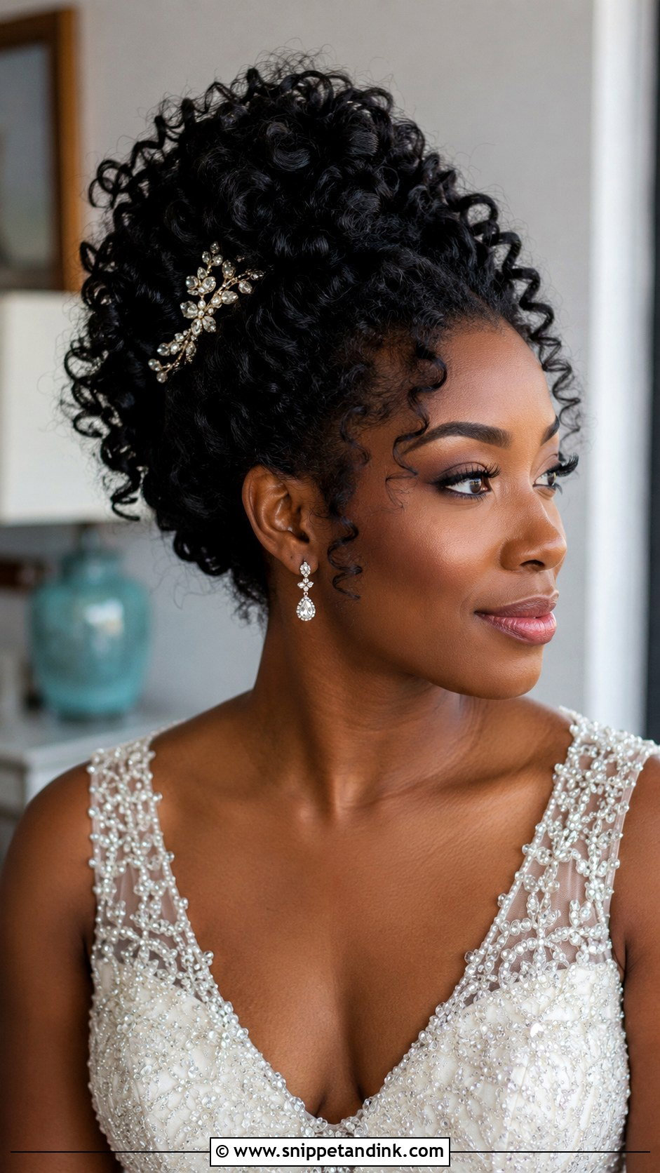 Curly Updo for Natural Hair Brides - Snippet and Ink - 20 Hair Up Styles Wedding