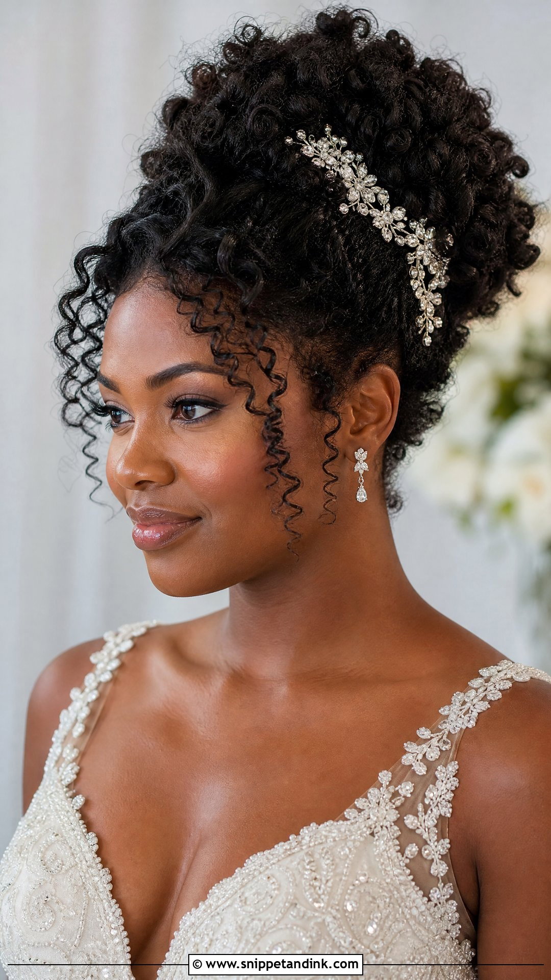 Curly Updo for Natural Hair Brides - Snippet and Ink - 20 Wedding Hair Updos