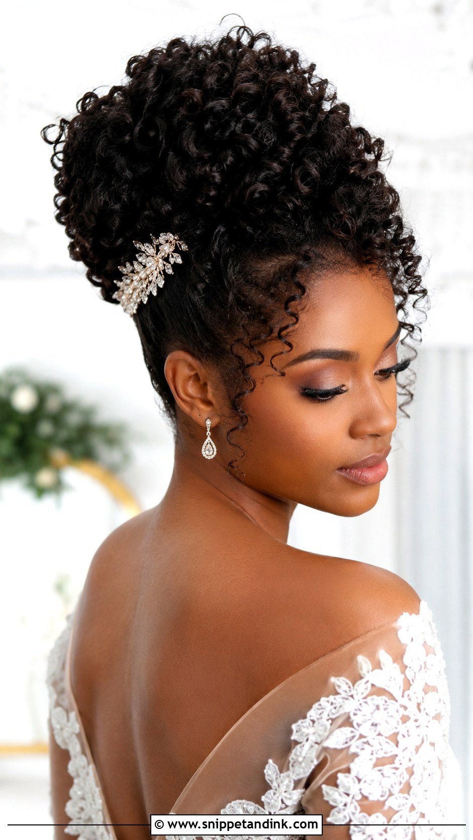 Curly Updo for Natural Hair Brides - Snippet and Ink - 25 Easy Bridal Hairstyles
