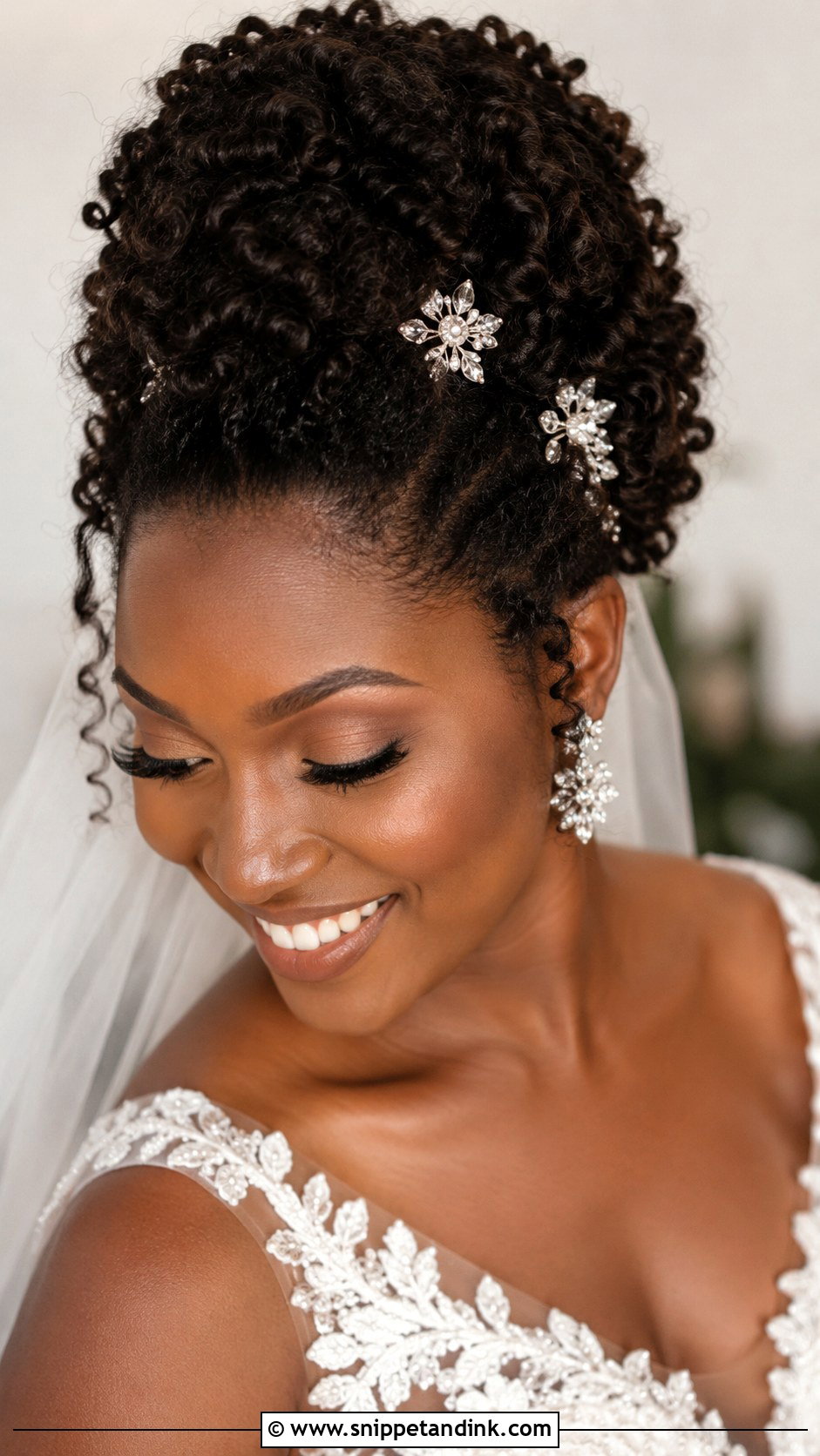 Curly Updo for Natural Hair Brides - Snippet and Ink - 25 Elegant Bridal Hair Ideas