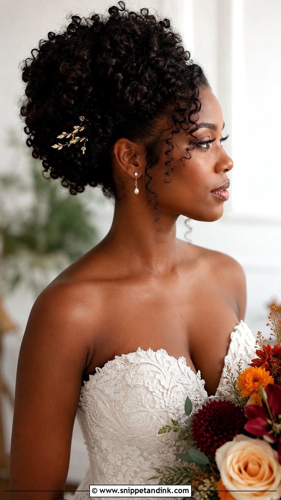 Curly Updo for Natural Hair Brides - Snippet and Ink - 20 Fall Wedding Hair Ideas