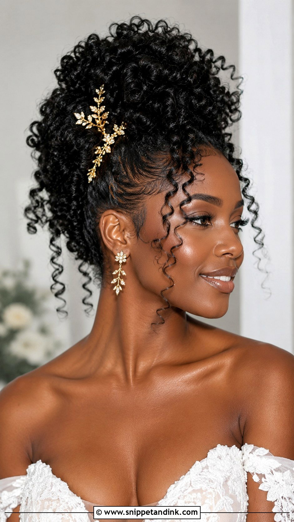 Curly Updo for Natural Hair - Snippet and Ink - 20 Bridal Hair Updo Front View Ideas