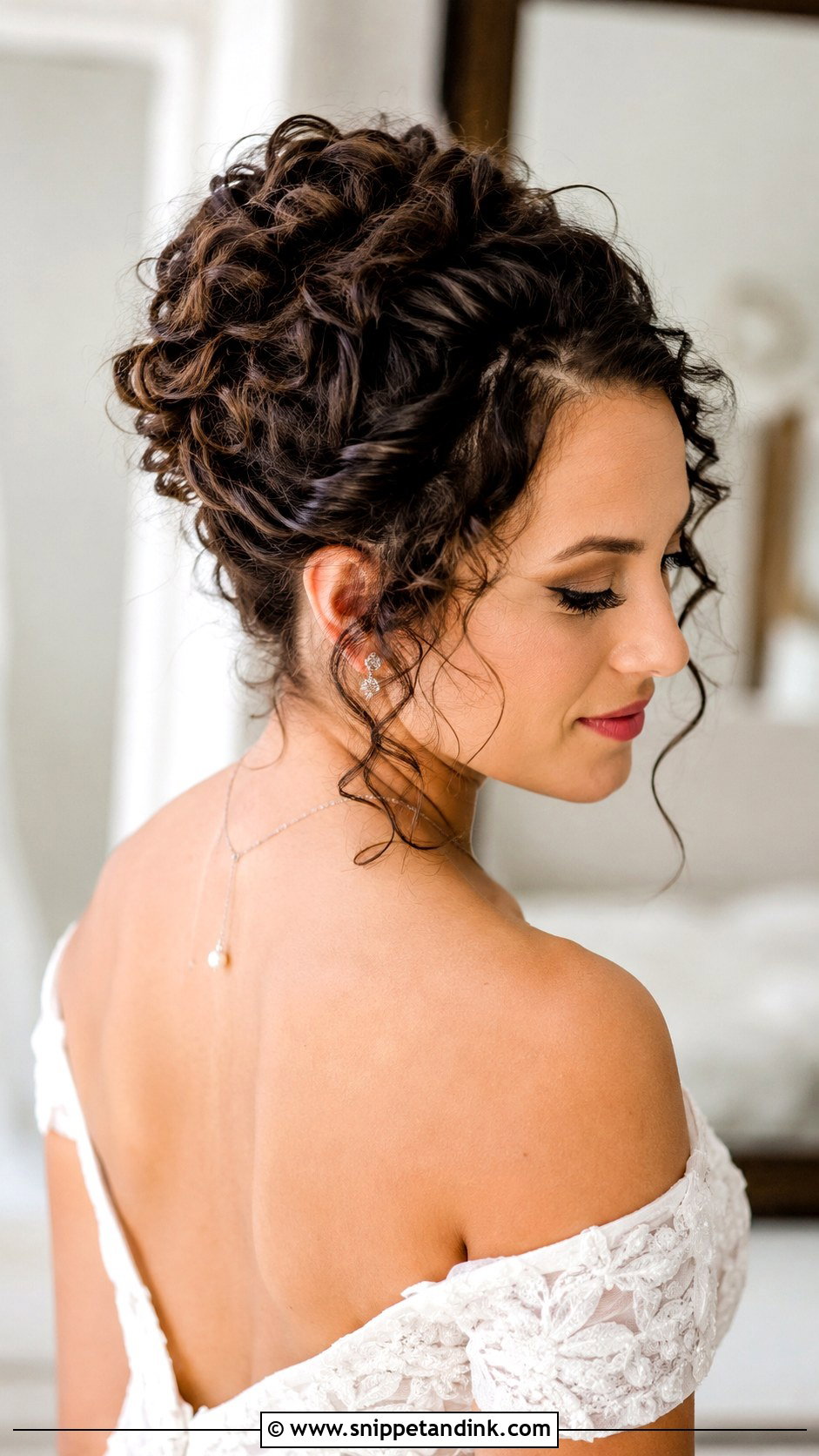 Curly Updo for Short Hair - Snippet and Ink - 25 Short Curly Bridal Hair Ideas