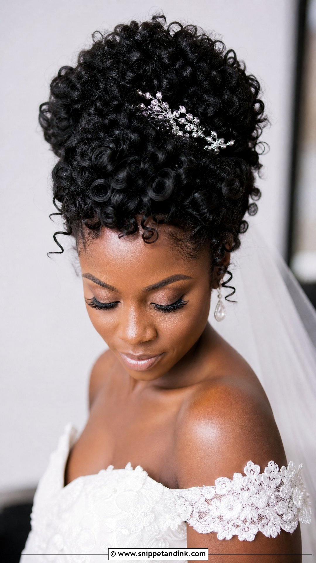 Curly Updo for Textured Hair - Snippet and Ink - 20 Wedding Hair Inspo Ideas