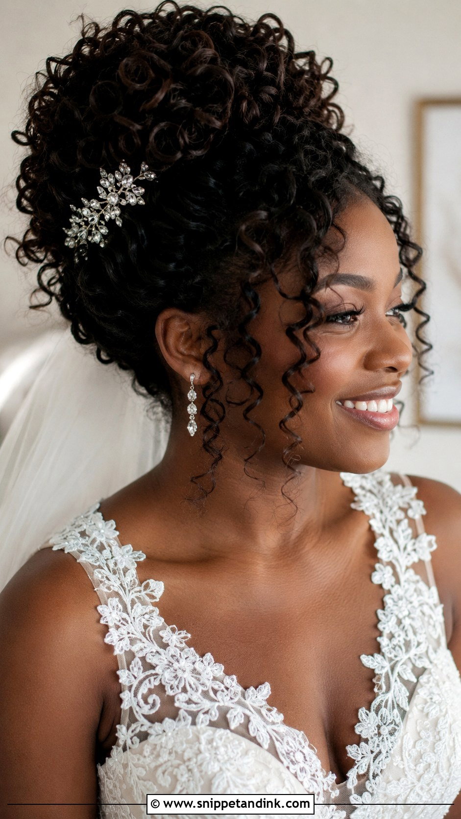Curly Updo with Face Framing Pieces - Snippet and Ink - 20 Wedding Hair Styles Black Women