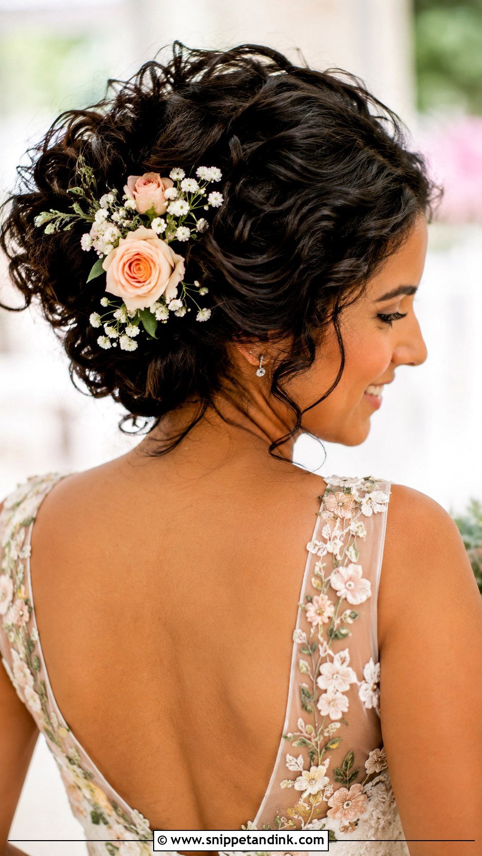 Curly Updo with Flowers - Snippet and Ink - 25 Curly Updo Hairstyles for Wedding