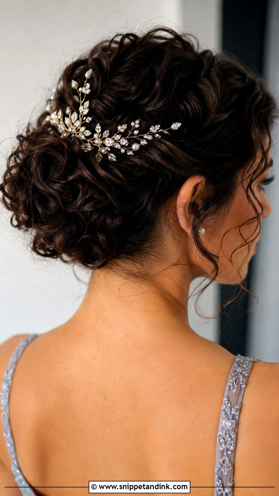 Curly Updo with Hair Accessories for Wedding Guest - Snippet and Ink - 25 Curly Hair Hairstyles for Wedding Guest