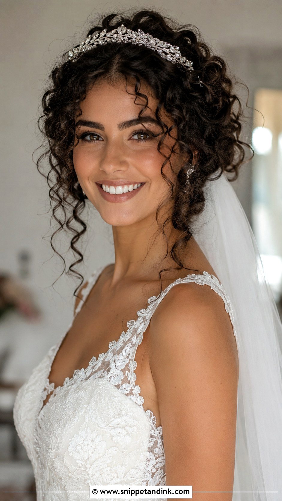 Curly Updo with Hair Vine - Snippet and Ink - 25 Natural Curly Wedding Hairstyles