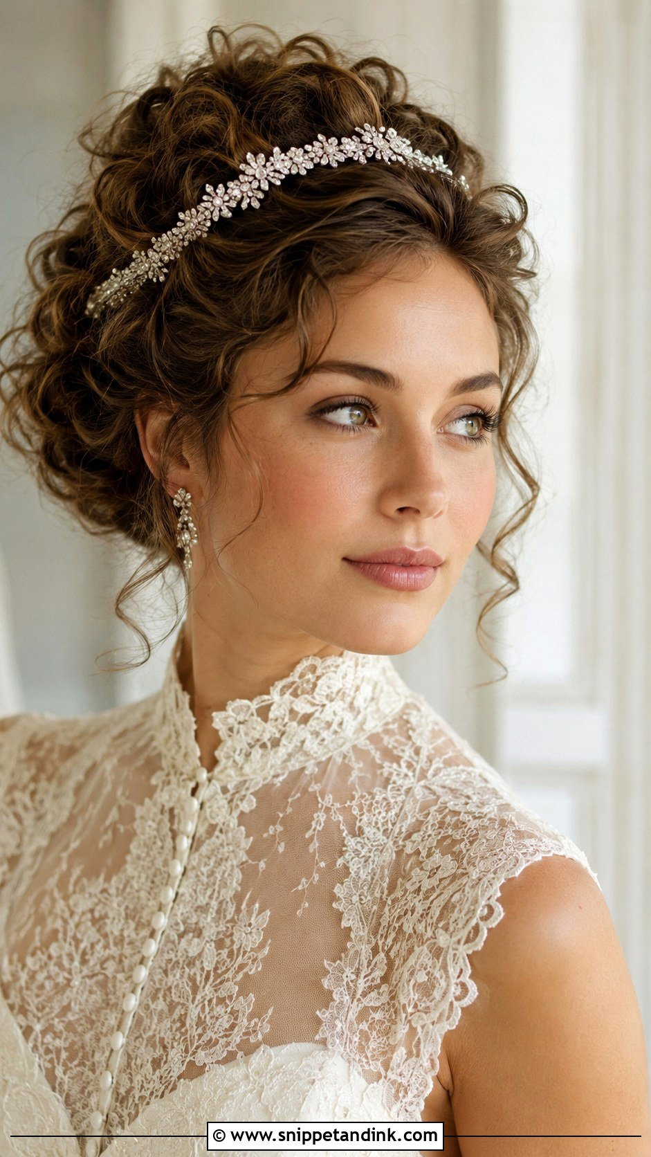 Curly Updo with Headband - Snippet and Ink - 25 Curly Updo Hairstyles for Wedding