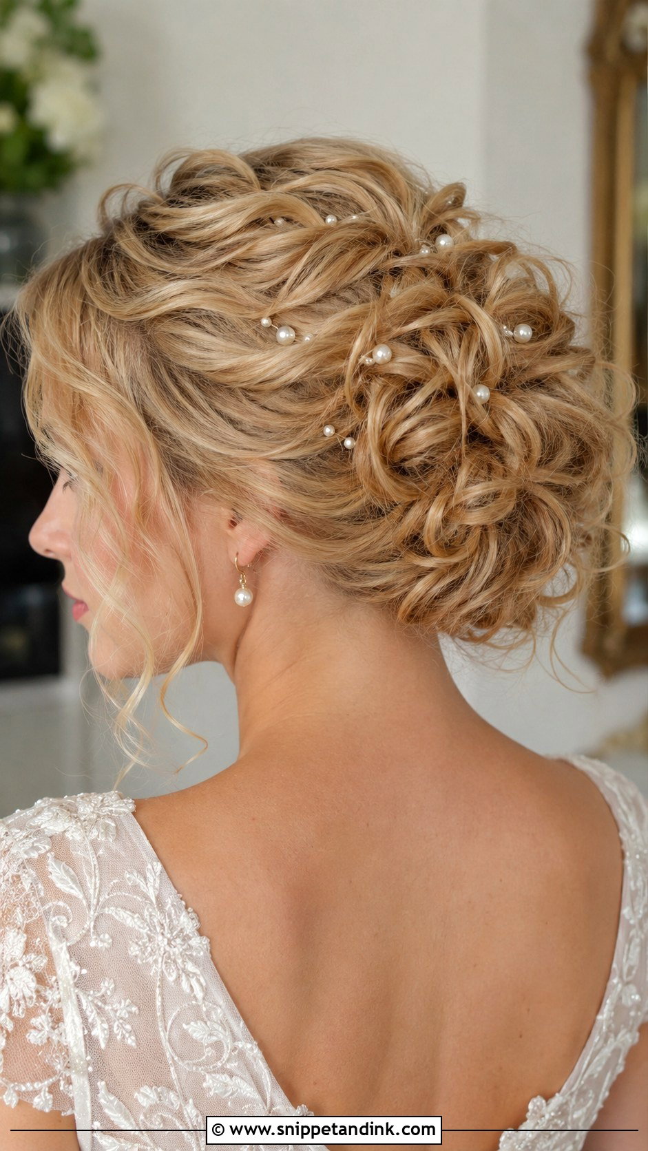 Curly Updo with Pearl Pins - Snippet and Ink - 25 Curly Updo Hairstyles for Wedding