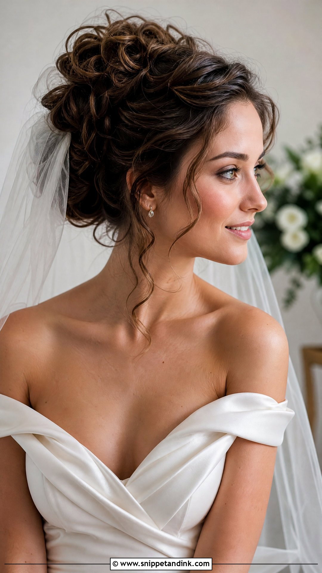 Curly Updo with Veil - Snippet and Ink - 20 Curly Wedding Hairstyle Ideas