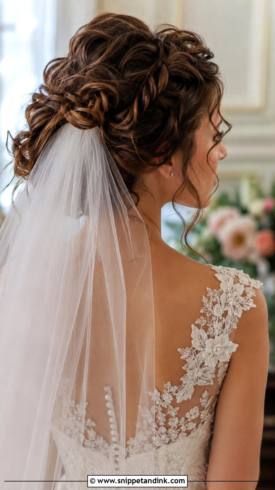 Curly Updo with Veil for Wedding - Snippet and Ink - 25 Curly Updo Hairstyles for Wedding