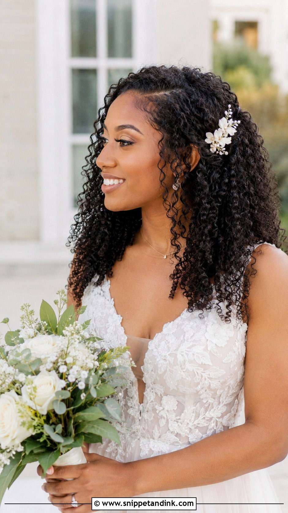 Curly Wash and Go Wedding Hairstyle - Snippet and Ink - 20 Naturally Curly Hairstyles for Wedding