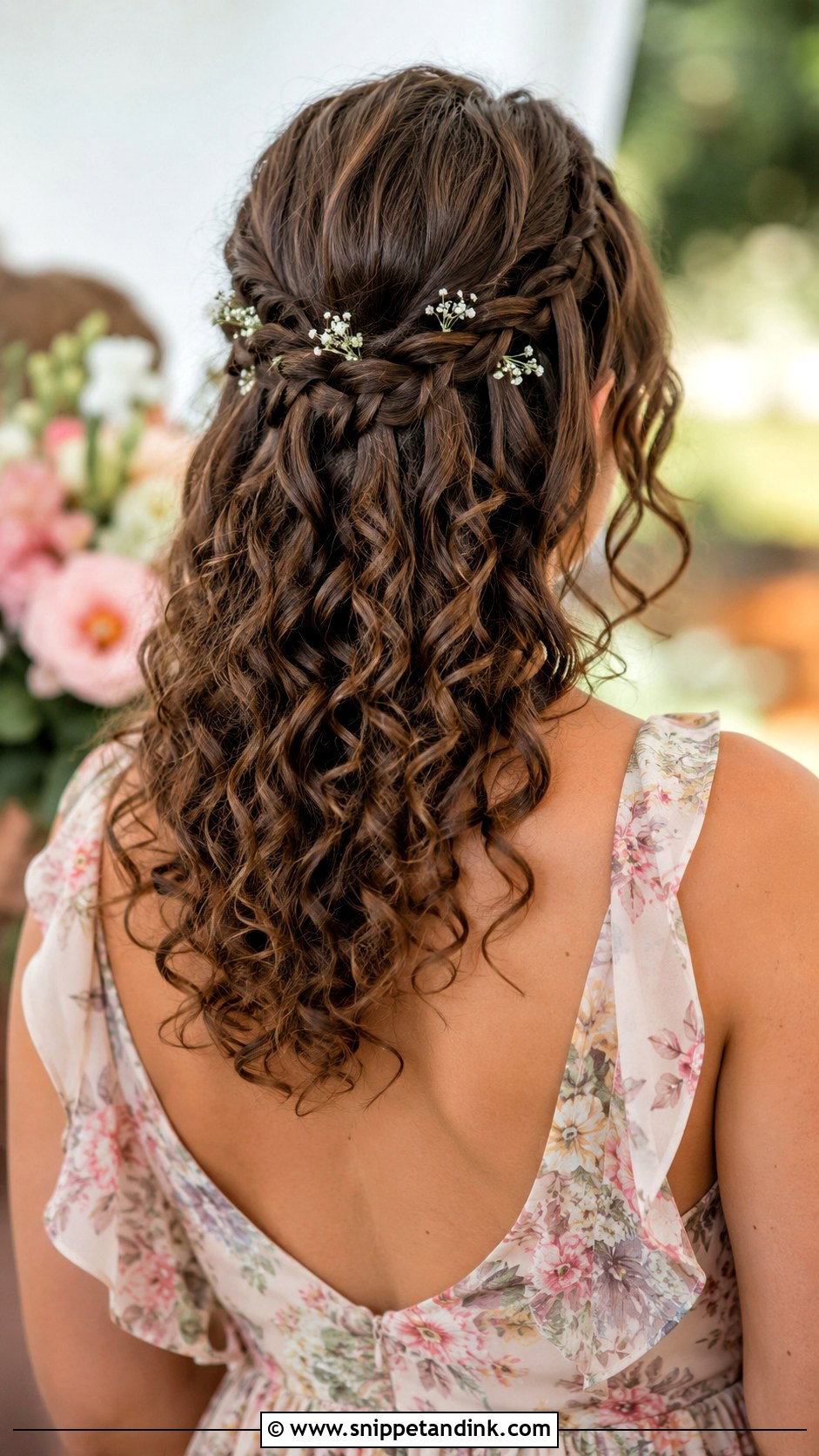 Curly Waterfall Braid Bridesmaid Hair - Snippet and Ink - 20 Curly Hairstyles for Wedding Bridesmaid