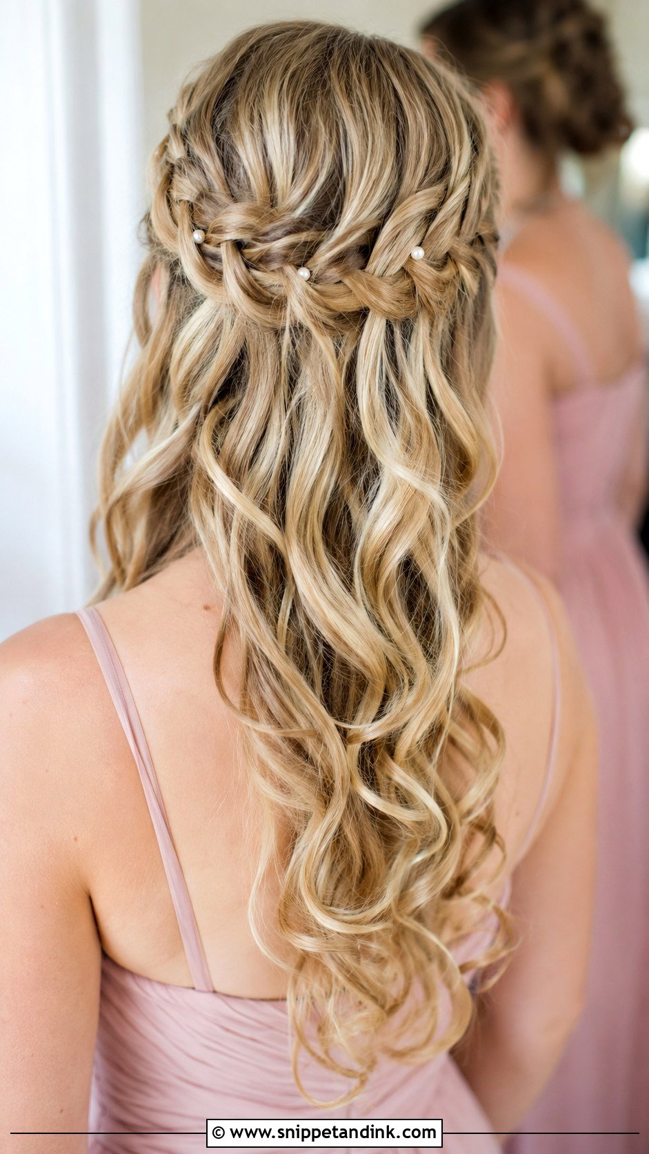 Curly Waterfall Braid Bridesmaid Hair - Snippet and Ink - 20 Curly Hairstyles for Bridesmaids