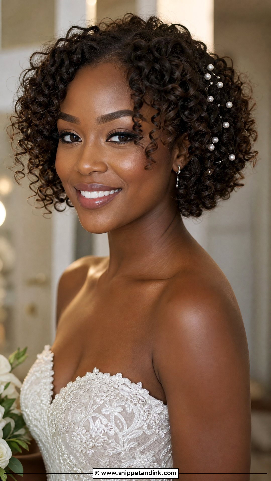 Curly Wedding Bob - Snippet and Ink - 20 Wedding Hair Bob Length Ideas