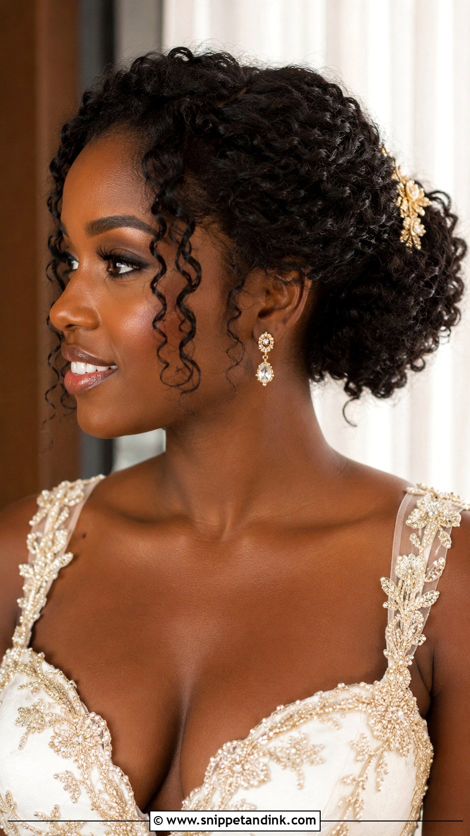 Curly Wedding Bun - Snippet and Ink - 20 Hair Bun Wedding Style Ideas