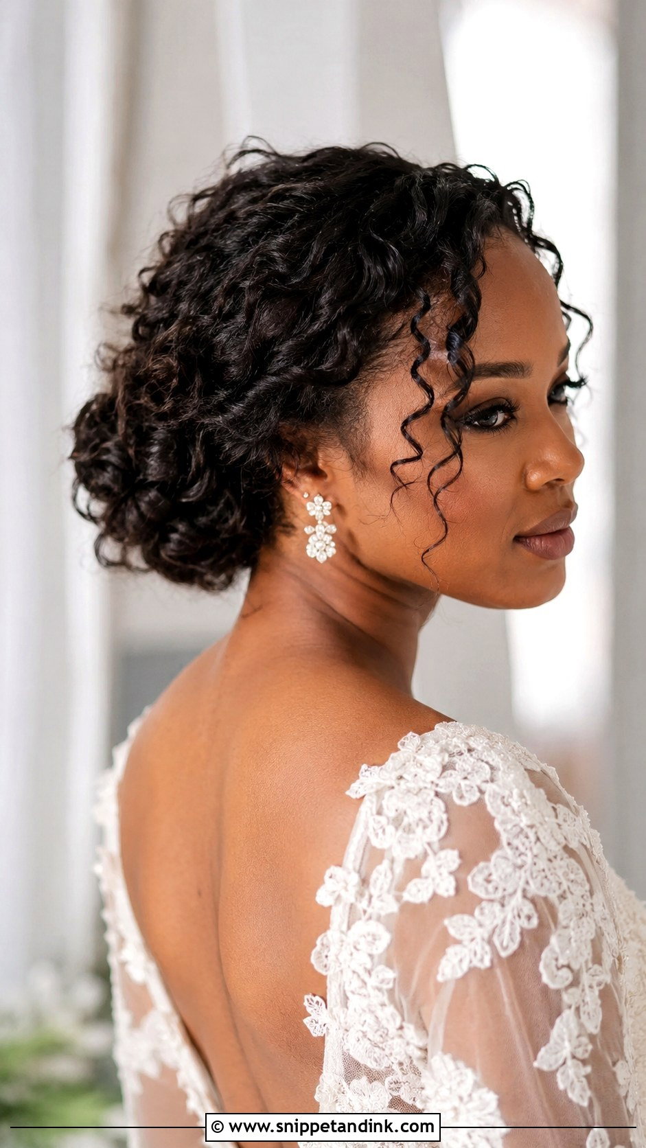 Curly Wedding Bun For Short Hair - Snippet and Ink - 15 Wedding Buns for Short Hair