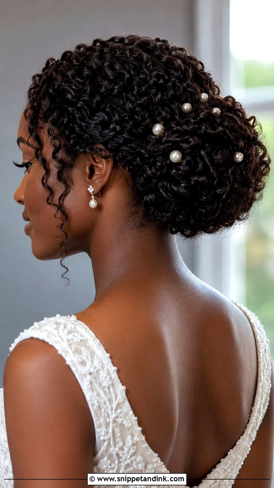 Curly Wedding Bun With Pearls - Snippet and Ink - 15 Wedding Bun with Pearls Ideas