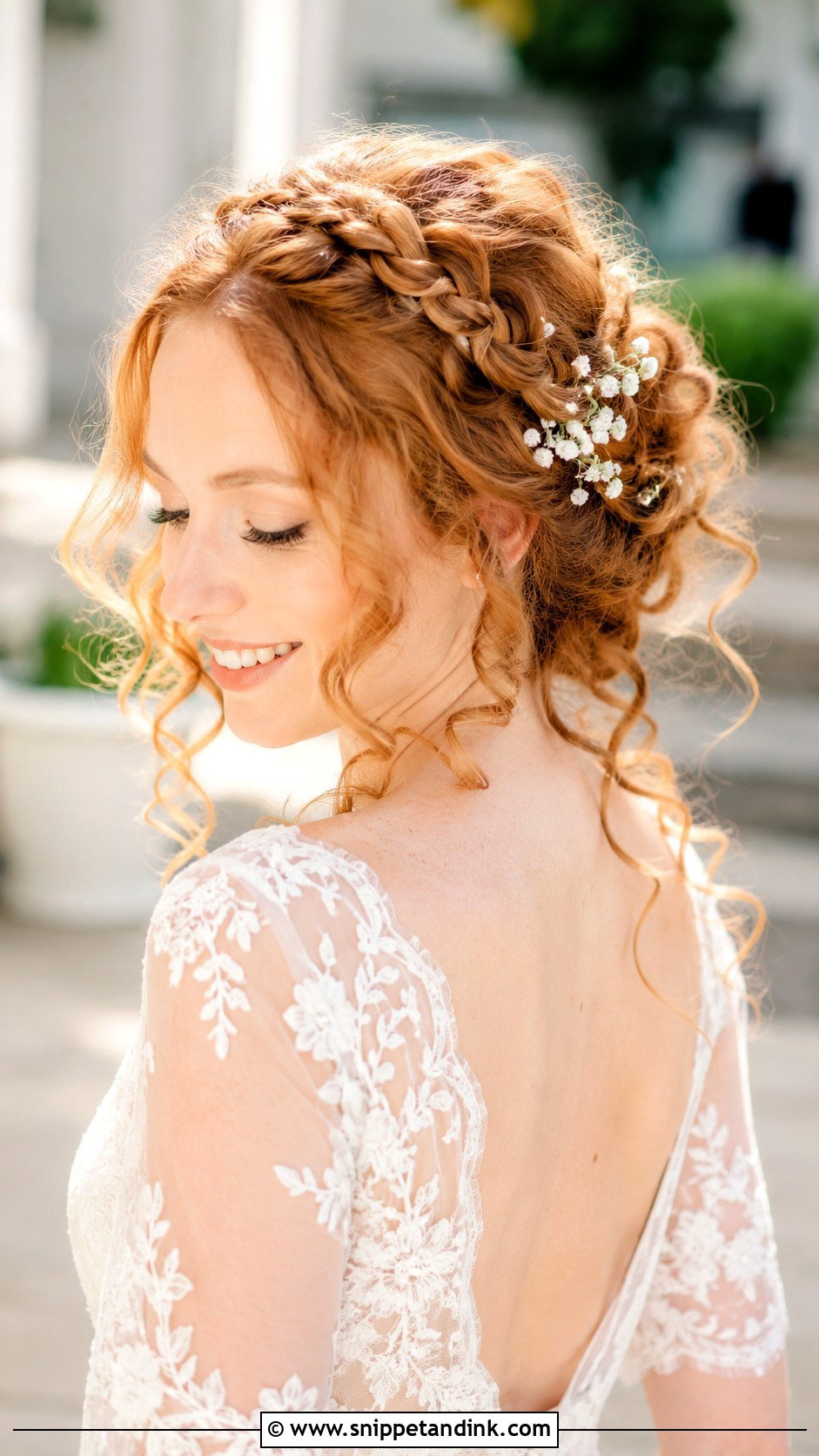 Curly Wedding Crown Braid - Snippet and Ink - 20 Fancy Curly Wedding Hairstyles