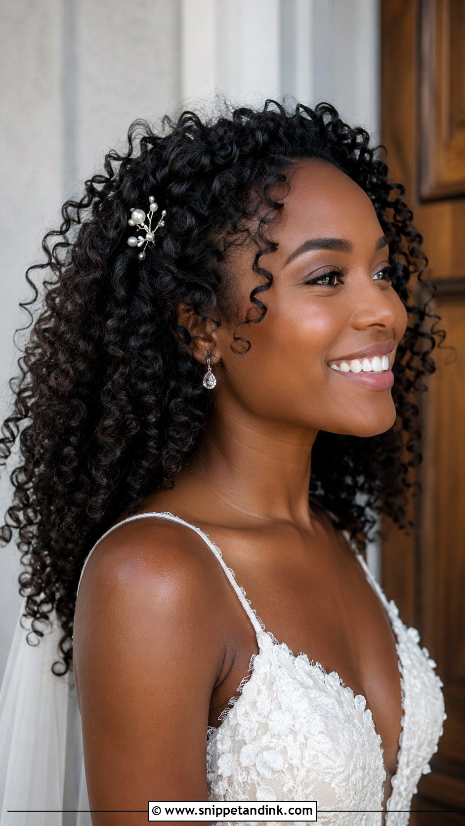 Curly Wedding Hair Down - Snippet and Ink - 15 Mostly Down Wedding Hair Ideas