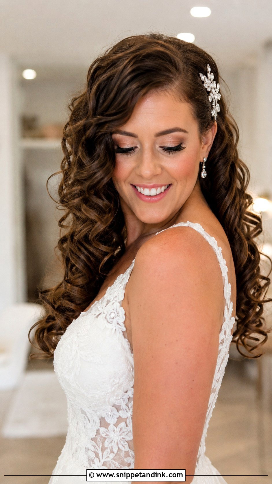 Curly Wedding Hair Down - Snippet and Ink - 25 Romantic Wedding Hair Ideas