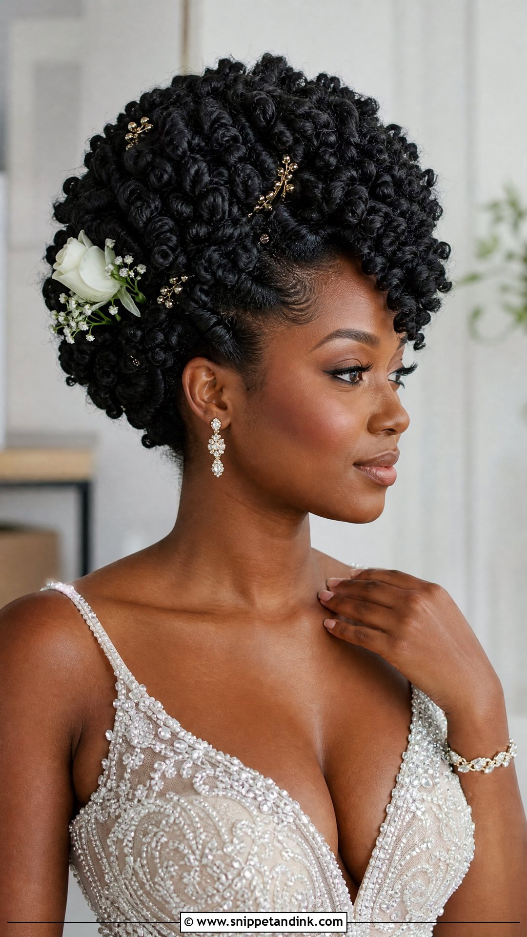 Curly Wedding Hair For Black Brides - Snippet and Ink - 20 Naturally Curly Wedding Hair Ideas