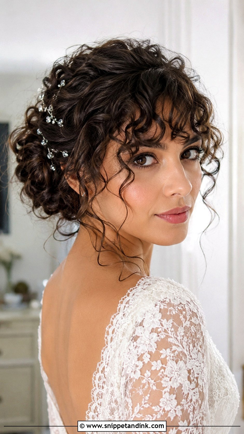 Curly Wedding Hair With Bangs - Snippet and Ink - 20 Fancy Curly Wedding Hairstyles