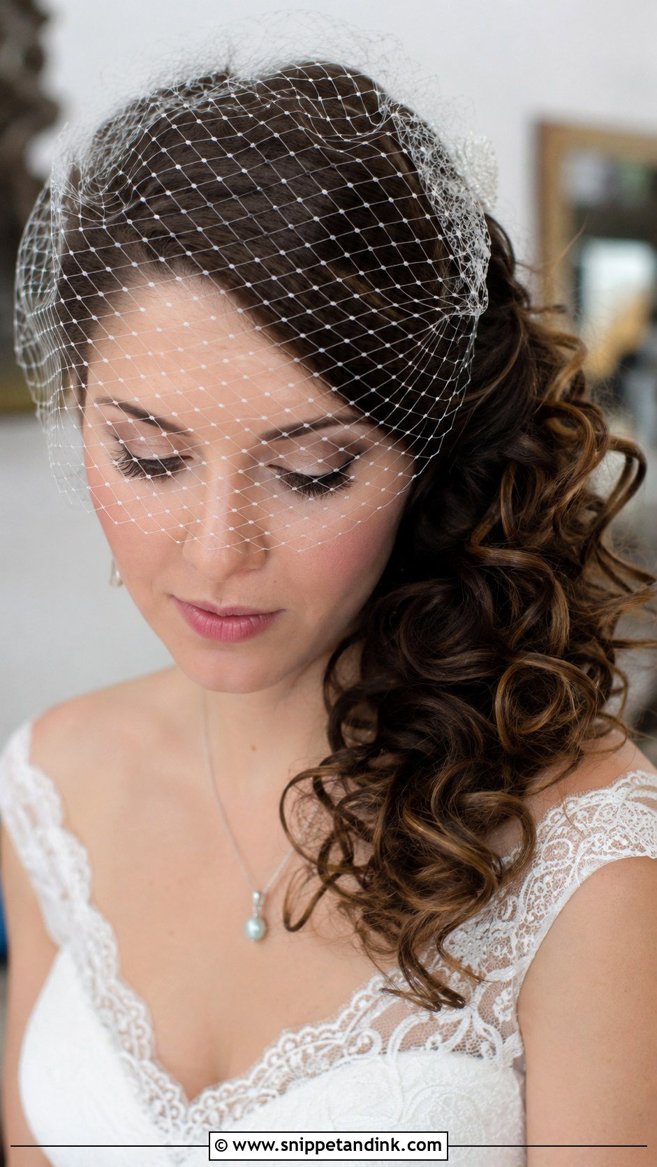 Curly Wedding Hair With Birdcage Veil - Snippet and Ink - 30 Naturally Curly Bridal Hair Ideas