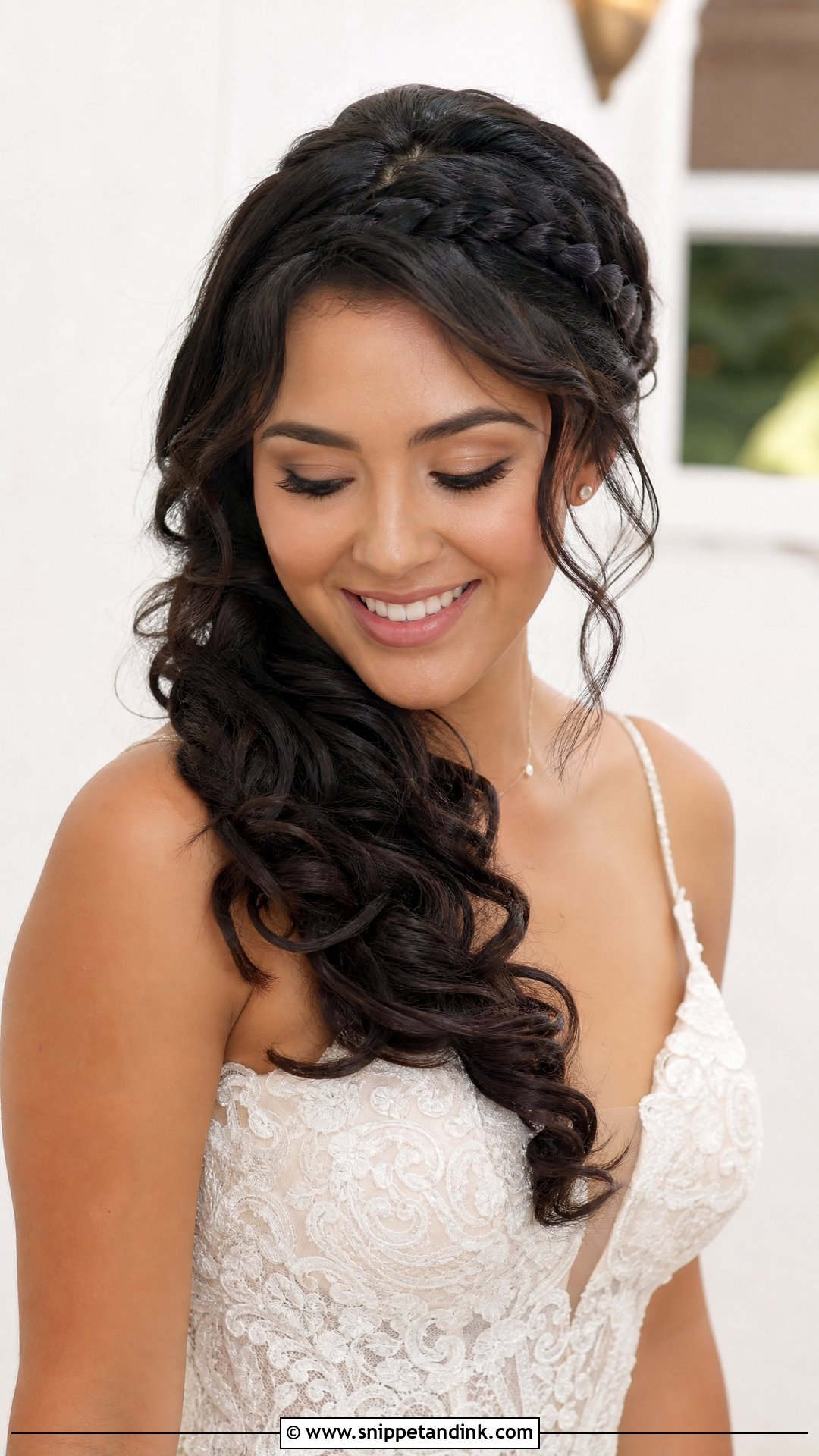 Curly Wedding Hair With Braid - Snippet and Ink - 20 Naturally Curly Wedding Hair Ideas