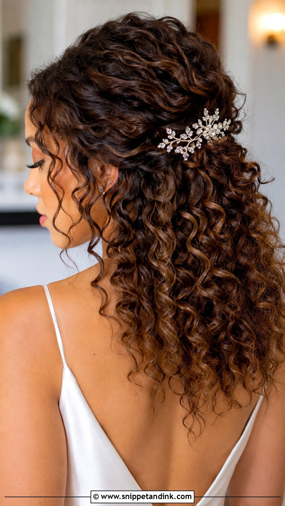 Curly Wedding Hair With Comb - Snippet and Ink - 30 Naturally Curly Bridal Hair Ideas