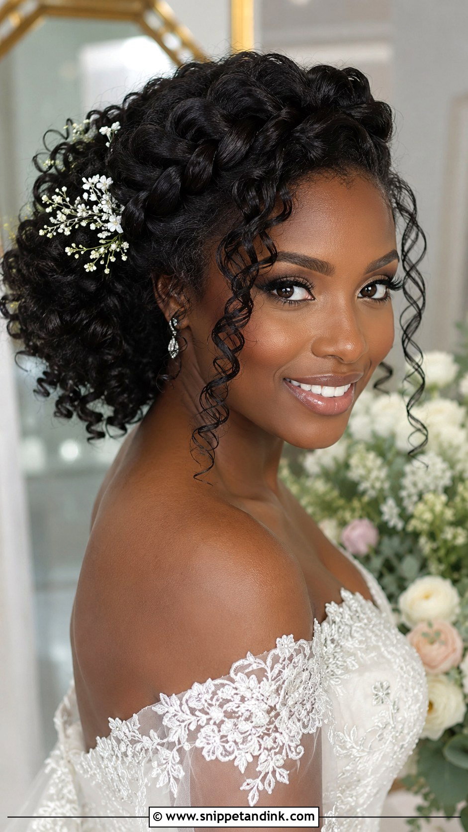 Curly Wedding Hair With Crown Braid - Snippet and Ink - 20 Hairstyles for Curly Hair for Wedding