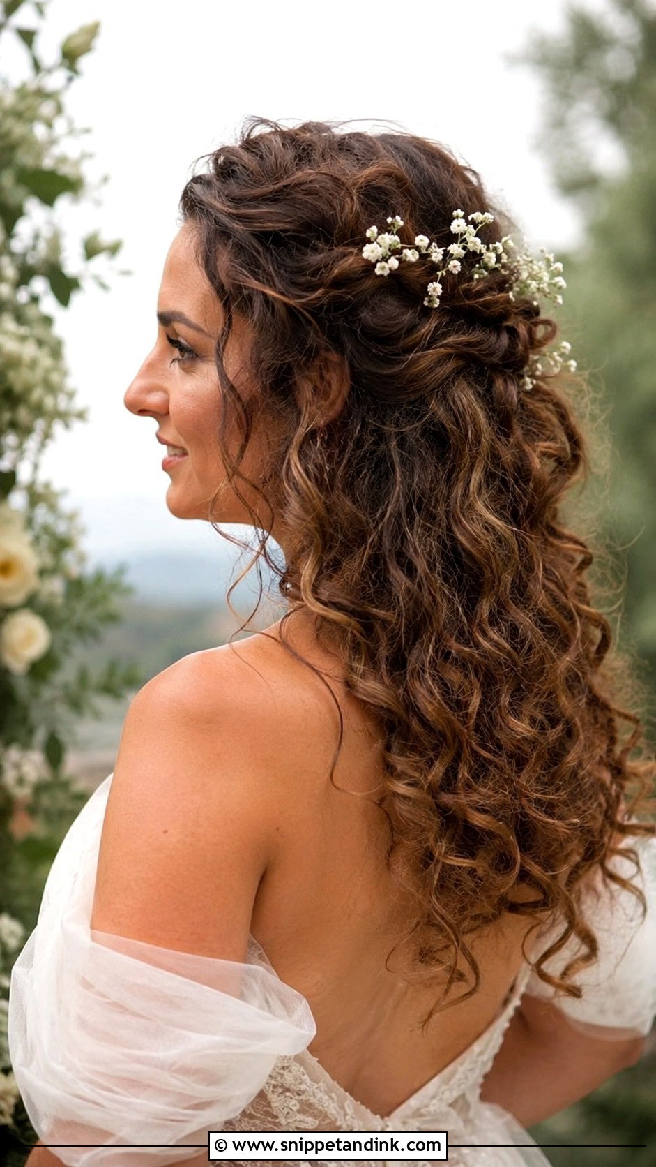 Curly Wedding Hair With Flowers - Snippet and Ink - 15 Wedding Hairstyles with Curls