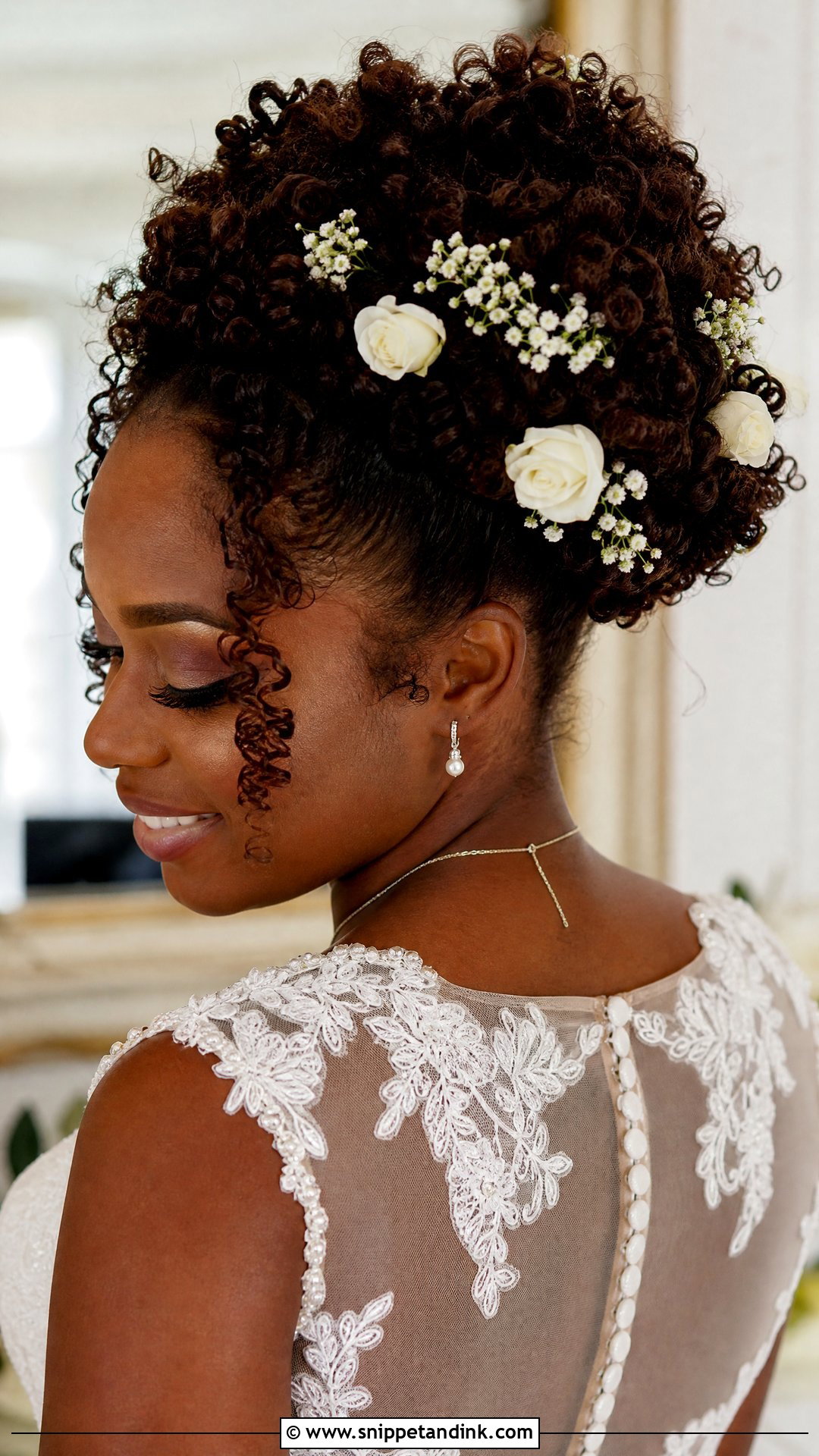 Curly Wedding Hair With Flowers - Snippet and Ink - 15 Bride Flower Hair Ideas