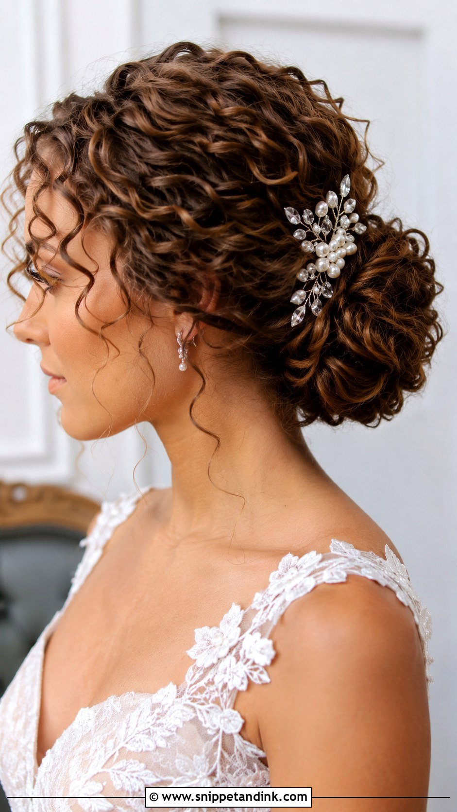 Curly Wedding Hair With Hair Comb - Snippet and Ink - 20 Elegant Curly Wedding Hairstyles